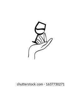 Hand Holding Glass Of Red Wine. Design template for a wine menu with wineglass.