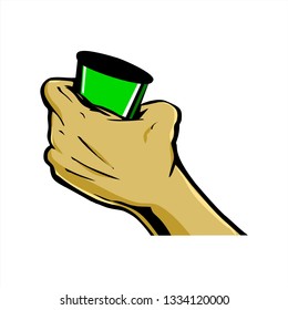 hand holding a glass vector template