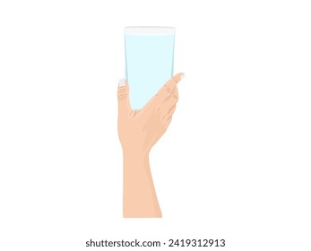 Hand holding a glass of water.