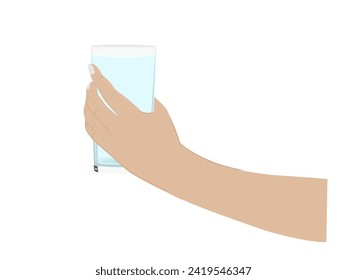 Hand holding a glass of water.