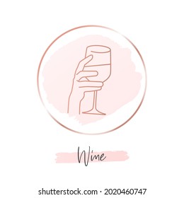 Hand holding a glass of wine icon for social media highlight cover