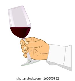 Hand holding glass of wine Vector