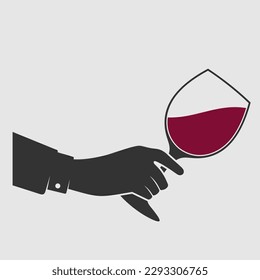 Mano sosteniendo un vaso de vino. Ilustración del vector