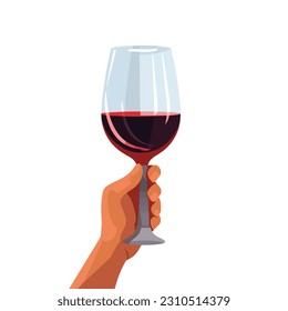 Hand holding glass of wine vector isolated