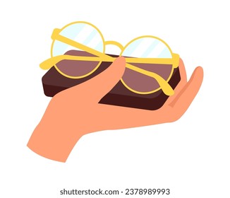 Ilustración vectorial de lentes de sujeción de mano