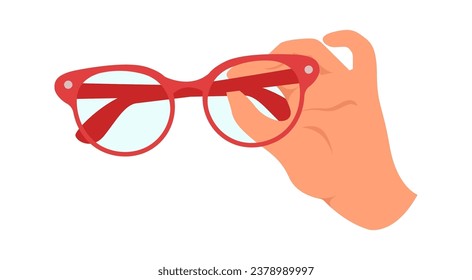 Ilustración vectorial de lentes de sujeción de mano