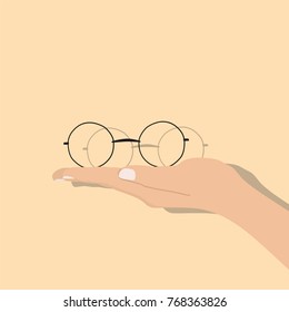 Hand holding a glasses, vector illustration design. Hands collection.