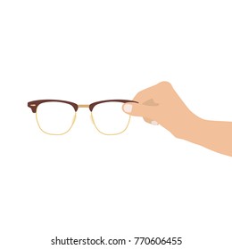 Hand holding glasses, vector illustration design. Hands collection.