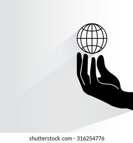 hand holding globe