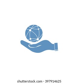 hand holding a globe