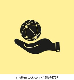 hand holding a globe