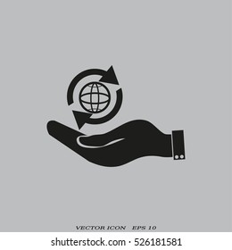 hand holding a globe