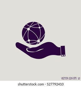 hand holding a globe