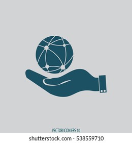 hand holding a globe