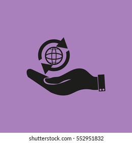 hand holding a globe