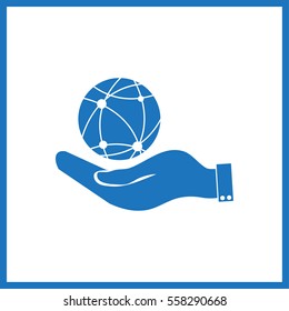 hand holding a globe