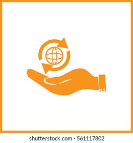 hand holding a globe
