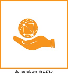 hand holding a globe