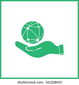 hand holding a globe