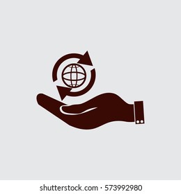 hand holding a globe