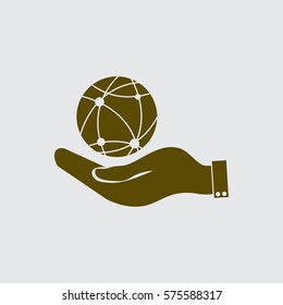 hand holding a globe