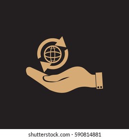 hand holding a globe