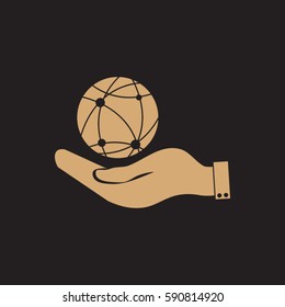 hand holding a globe