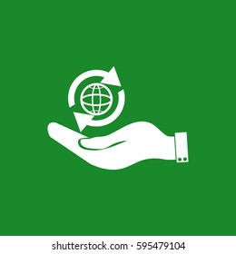 hand holding a globe