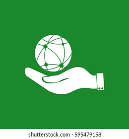 hand holding a globe