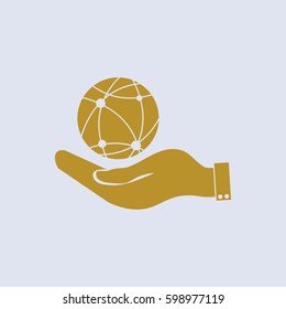 hand holding a globe