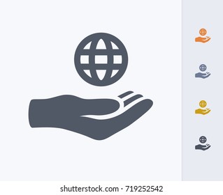 Hand Holding Globe - Carbon Icons. A professional, pixel-aligned icon.  
