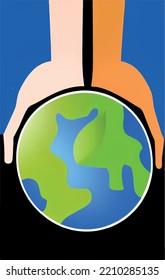 hand holding a globe or earth