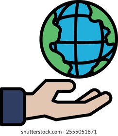 A hand holding a globe with Earth