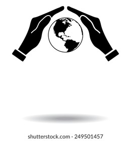 Hand holding Globe earth icon