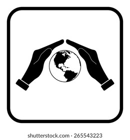 Hand holding Globe earth icon