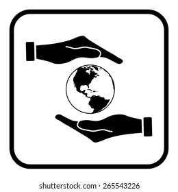 Hand holding Globe earth icon