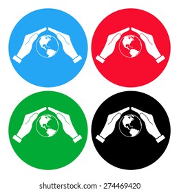 Hand holding Globe earth icon
