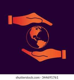 Hand holding Globe earth icon 