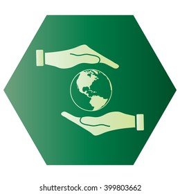 Hand holding Globe earth icon 