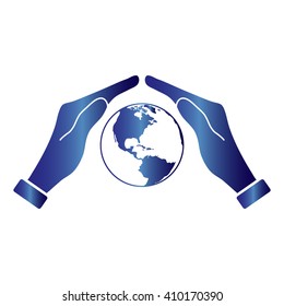 Hand holding Globe earth icon 