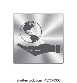Hand holding Globe earth icon