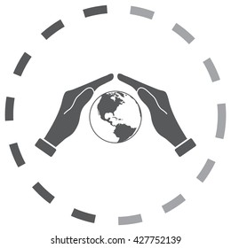 Hand holding Globe earth icon 