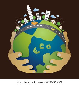 hand holding globe, eco concept