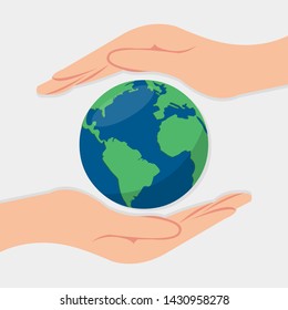 hand holding globe for eco friendly symbol vector illustration