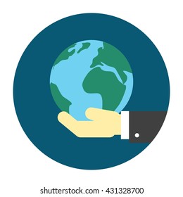 Hand holding globe icon