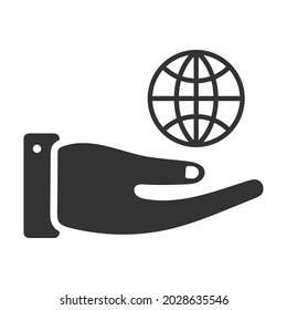 hand holding globe icon design