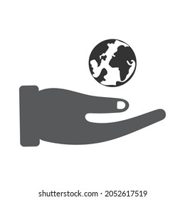 hand holding globe icon design vector