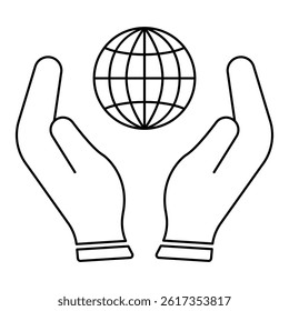 Hand holding globe icon, Earth preservation symbol, vector design asset. Illustration, eps 10