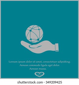 hand holding a globe. Icon globe planet