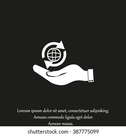 hand holding a globe. Icon globe planet
